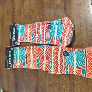 Savvy Sox sunset fire African tribe pattern 2 pack junior and adult